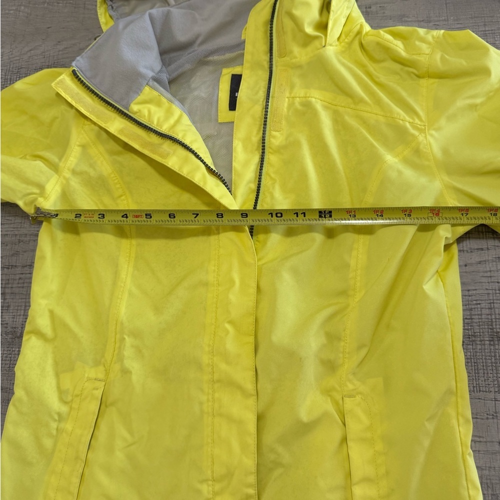 Eddie Bauer Bright Yellow WaterProof Hooded Rain Jacket Size Medium - Picture 10 of 14